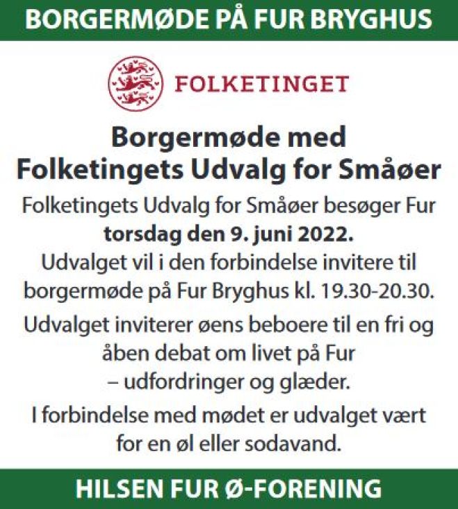 Borgermøde med Folketingets Udvalg for Småøer - 9. juni