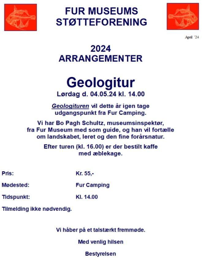 Fur Museums Støtteforening - 2024 ARRANGEMENTER - Geologitur Lørdag d. 04.05.24 kl. 14.00