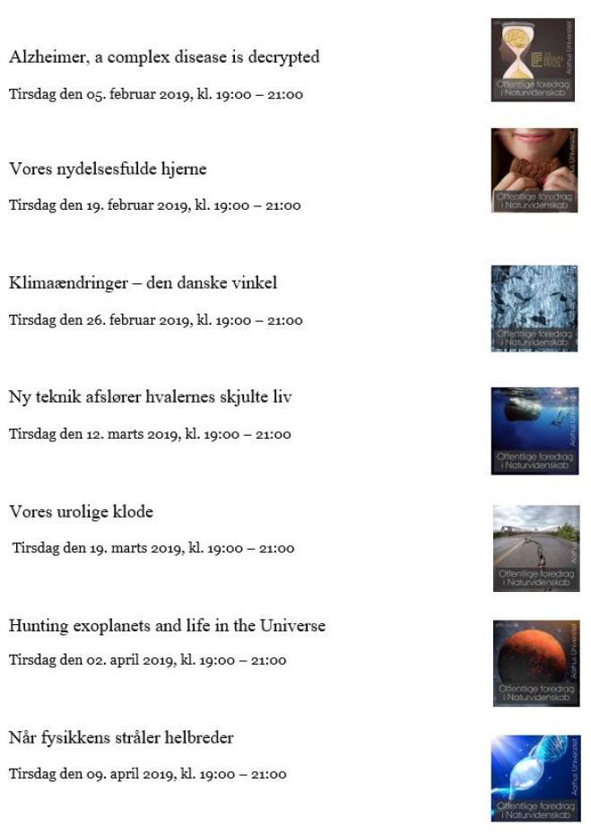 Offenlige foredrag Aarhus Universitet - Forår 2019 Fur Museum