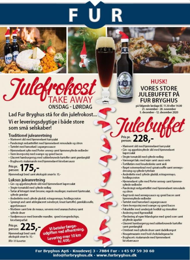 Fur Bryghus - Julefrokost TAKE AWAY og JuleBuffet