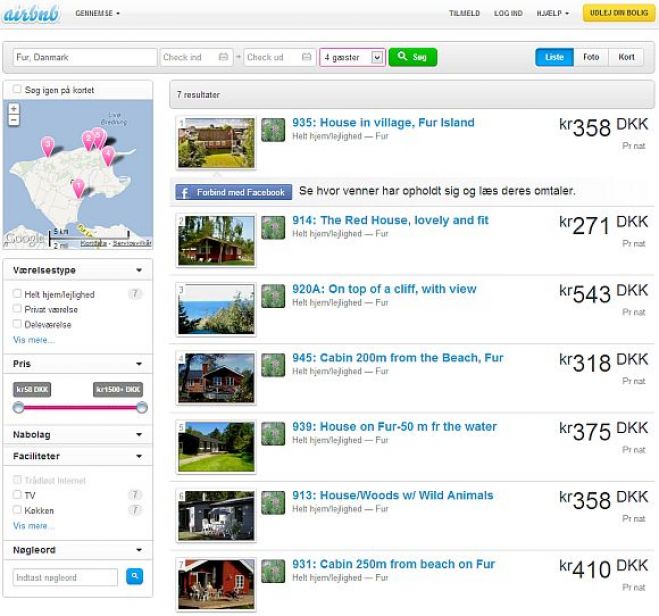 Udlejning af bolig på Fur - via airbnb.dk