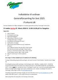 Indkaldelse til ordinær Generalforsamling for året 2025 i Furkunst.dk - lørdag 07. Marts 2026 kl. 14.00-16.00 på Fur Færgekro