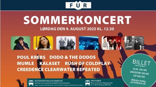 Sommerkoncert 2025 på Fur Bryghus - Køb din billet nu!