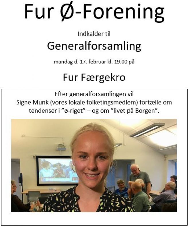 Fur Ø-Forening indkalder til generalforsamling