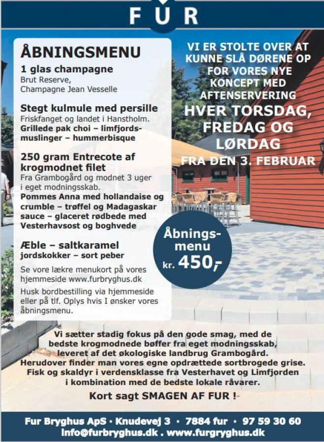 Fur Bryhus - Åbningsmenu fra 3. februar 2022
