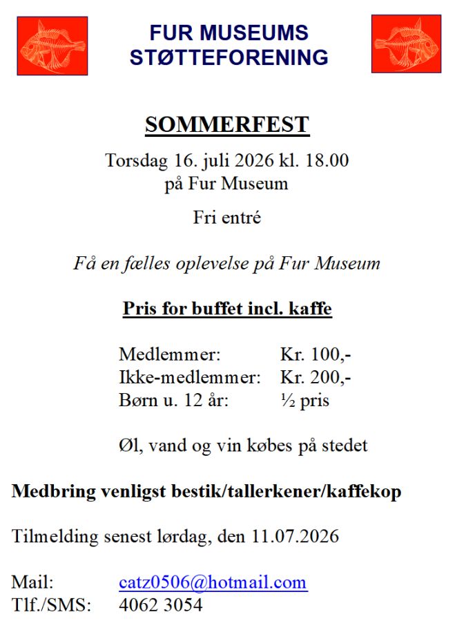 FUR MUSEUMS STØTTEFORENING - SOMMERFEST Torsdag 16. juli 2026 kl. 18.00