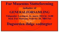 Fur Museums Støtteforening indkalder til GENERALFORSAMLING - Lørdag d. 16. marts 2024 kl. 14.00 - Fur Museum